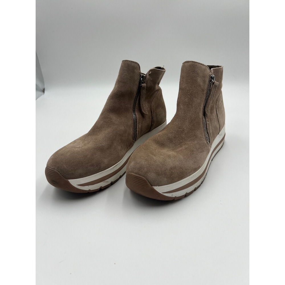 Steve Madden Glided Mens 11M Taupe Suede Platform Side Zip Ankle Boots GLID05S1
